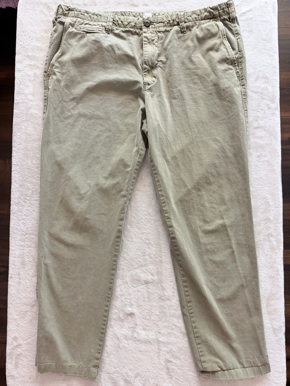 GAP Slim Fit Chino Pants Mens 38x32 Hemmed to 28 Olive Khaki
